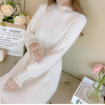 뽀글이원피스 하프터틀넥 봄가을 벨벳원피스 미디길이 가을겨울 여친룩