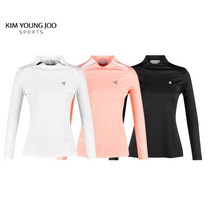 김영주스포츠 여성용 럭스골프 배색 립 조직 지퍼 긴팔 셔츠 LB2M608W