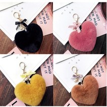 하트 퍼 키링 털방울 열쇠고리 키홀더 보들보들 몽글몽글