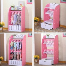 강아지 고양이 옷장 반려견 용품 산책 옷 정리 옷걸이, 핑크 + 더블  + 서랍 + 행거헬로 키티