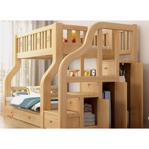 원룸 벙커침대 어른 성인 원목 2층침대 계단형 퀸사이즈 기숙사, 상단130x하단150cm