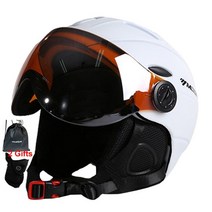 스노우 보드 스키 헬멧 MOON Professional Half-covered Ski Helmet 일체형 스포츠 남자 여자 눈 고글 커버 포함, XL61-64cm, 협력사, 하얀