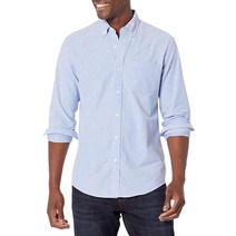 Amazon Essentials 남성용 레귤러 핏 긴소매 단색 포켓 옥스포드 셔츠 블루 XL