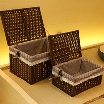 라탄바구니 뚜껑있는 리빙박스 바스켓