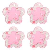 비바셀 냄비받침 벚꽃 코스터 컵받침 PVC, 핑크