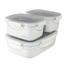 하츠 데코 스텐 밀폐용기 세트, CKA-5201Y (0.65L 2개 + 1.5L 1개)