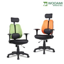 우아미가구 모노 듀얼백 요추 메쉬 의자 CH5029, 그린