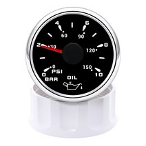 유면계 유량계 2 인치 52mm 7 컬러 LED 오일 압력 게이지 0-10bar/0-150PSI 해양 보트 자동차 트럭 1/8NPT, 01 Only Gauge BS