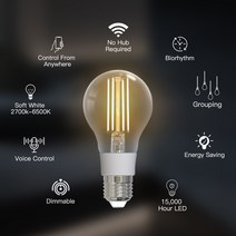 스마트 전구 조명 IOT CoRui-Tuya WiFi 필라멘트 AC 90-250V 밝기 조절 E27 LED 램프 2700K-6500K 806LM 알렉사 구글 홈을 통한 음성 제어, [01] As shown, [01] 그렇습니다, [01] 1pcs, 01 1PCS