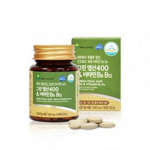 그린엽산400앤비타민B6 B12 90정 레몬추출분말 건조효모 해조칼슘, 500mg
