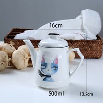 들기름병 참기름 소스통 오일디스펜서 고양이 세라믹 만화 도자기 올리브 간장 cruet Kitchen storage jars with 뚜껑, c