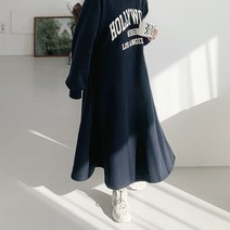 애플망고옷장 기모 겨울 여성 빅사이즈 프릴 헐리우드 후드 롱원피스 홈웨어 오버핏 롱티셔츠