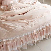 류금숙 여자의 순수 광목워싱 프릴 이중침대커버 (SS/Q/K/SK)