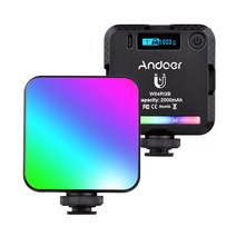 Andoer andoer W64RGB 미니 RGB LED 비디오 라이트 충전식 사진 필 CRI95 + 2500K-9000K 디 밍이 가능한 20 조명 효과 LCD 디스플레이 3 차가운 신발 마운트 VLOG 라이브 스트리밍 컨퍼런스 제품 촬영, Black