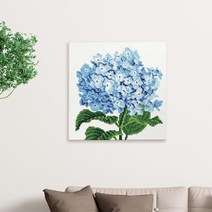 DIY 비즈 큐빅 보석 십자수 캔버스형 블루 수국 30X30, 없음