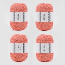 [앵콜스] 슬라브포인트 코튼실 슬라브사 의류 가방실 모자뜨기, (4볼묶음) 808 진살구핑크, 4개