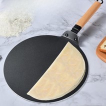 납작 프라이팬 크레페팬 세트 30cm 크레이프 팬 후라이팬 도구 스프레더, 32cm도톰+브러쉬