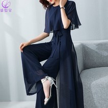 셀럽당 여성용 쉬폰 점프수트 패션 프릴 소매 점프슈트