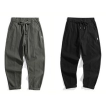 키작은 남성용 캐주얼 롤업 팬츠 (카키/블랙) 데일리 린넨 남자 여행 코디