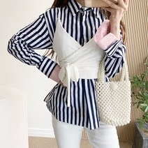 요시아나 [세일] [당일발송] 스트라이프 뷔스티에 셔츠 SET