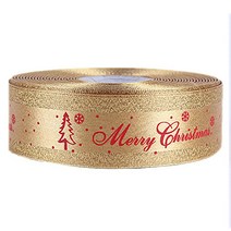 노크원 크리스마스리본 크리스마스포장지, 메탈릭츄리40mm금색, 22m