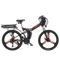 접이식 산악 전기자전거 전동자전거 24인치 26인치, 블랙, 26인치 스포크 휠