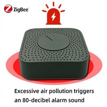 Tuya-Zigbee 스마트 5 인 1 에어 박스 포름알데히드 VOC CO2 온도 습도 센서 라이프 자동 경보 감지기, Black