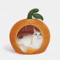 구르미 고양이 라탄 숨숨집 강아지 하우스 집 오렌지 귤, 기본