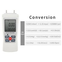 마노미터 디지털 압력계 휴대용 공기 차압 게이지 단위, 15kpa