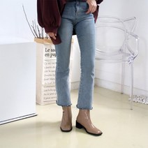 [옷자락] 여자 데일리 캐주얼룩 중앙 스티치 라인 통굽 앵클 부츠