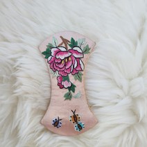 은상사 손자수 꽃 나비 목단실패, 살구색목단