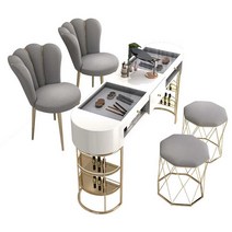 네일 아트 테이블 뷰티 샵 선반 손톱관리 네일숍 케어, 1m목재표면-팔각형스툴1개-의자1개