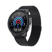 Ti 칩 스마트 워치 E80 남성 여성 온도 측정 IP68 방수 PPG + ECG 심박수 모니터 피트니스 트래커 Smartwatch, 블랙 밀라노 스틸