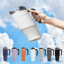 1리터텀블러 안새는 핸들 차량용 텀블러 대용량 빨대, 다크그레이, 다크그레이