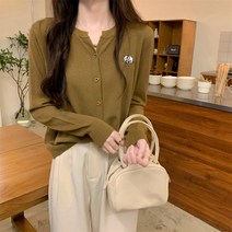 봄 스웨터 내부 탑 숙녀 느슨한 곰 자수 니트 카디건