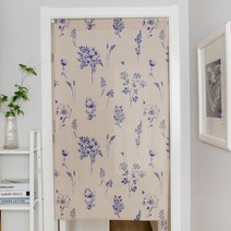 이빈기운 커튼 자색 카모플라워 프린트 전원 커튼 천공예 풍수 커튼 화장실 반커튼은 막대를 포함하지 않는다