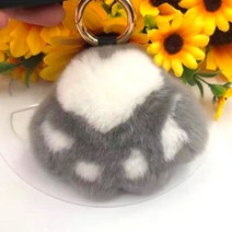 C964so 리얼토끼털 고양이 발바닥 펜던트 열쇠고리 키링