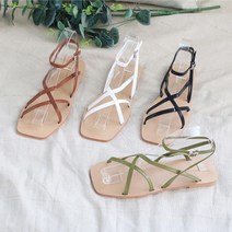 아이슈즈각진코사선스트랩 플랫샌들1.5굽