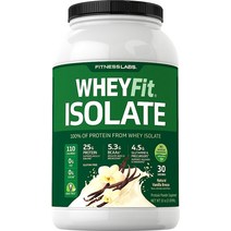 Fitness 랩스 휘Fit Isolate - 100% 분리 유청 단백질 0.9kg 2파운드 딸기 소용돌이, Natural Vanilla, 5 Pound