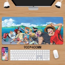 애니 원피스 장패드 78종 마우스 패드 일러스트, 900x400mm 4mm, 연화색 밀짚모자 단체 패션
