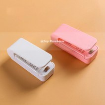 TopWarehouse 미니 휴대용 밀봉기 소형 가정용 비닐봉지 간식 밀폐기 수압식 전열 밀폐기, 화이트+핑크