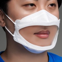 모아텍 립뷰마스크 10매 대형 립리딩마스크 입보이는마스크 투명마스크, 대형 투명창 화이트 10매