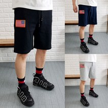 코코로맨틱 성조기 자수 패치 남자 트레이닝 반바지 6종