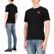 리본즈 콤데가르송 꼼데가르송 AZ T288 051 1 더블하트 와펜 남성 반팔티셔츠 AZT288051100 (P001591661)