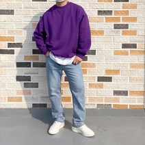 남자 오버핏 면 기모 커플 레이어드 맨투맨 6컬러