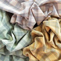 [바이오워싱 뮤엘 체크] 100%국내생산 면 원단 선염 대폭 식탁보 커튼 홈패션, [뮤엘체크] 그린