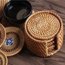 라탄 티코스터 컵받침, C_8cm