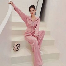 FANSYLI 여성 봄가을 트레이닝 세트 후드 맨투맨 캐주얼 조거팬츠 투피스