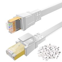 D-Sunty 이더넷 케이블 Cat 8 랜 케이블 RJ45 네트워크 패치 케이블 5m 10m 15m 모뎀 라우터 Cat 8 케이블, WHITE_1.5m 2
