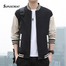 야구 점퍼 Supuscreat 봄 가을 남성 야구 재킷 스탠드 칼라 한국 스타일 캐주얼 재킷 및 코트 남성 슬림 피트 폭격기 재킷 5xl